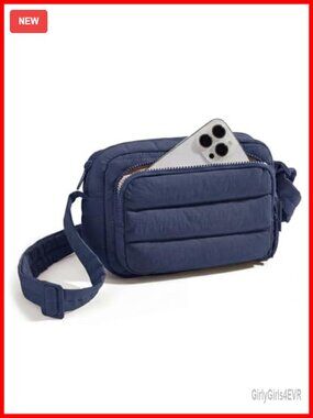 Puffer Crossbody Bag with RFID Blocking, Nylon Travel Purse, Lightweight Handbag